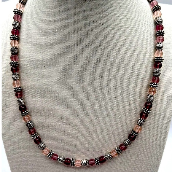 Vintage Napier Beaded Necklace & Bracelet Set With Purple & Silver Accents - Picture 3 of 12